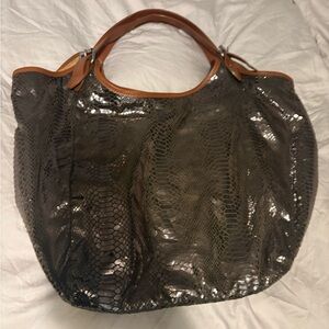 Martin + Osa Hobo Tote Bag in Metallic Snake Print XL bag